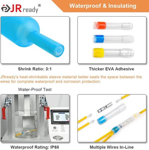 JRready ST2172 300 Sets IP68 Waterproof Heat Shrink Butt Connectors with ACT-232 Crimper, G411 Go No-Go Gauge, Marine Grade Wire Connectors Kit, 26-12 AWG Butt Splice Connectors, PE Heat Shrink Tubes in Saudi Arabia