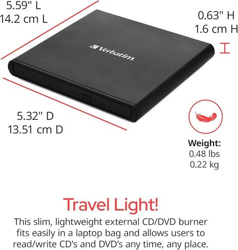 Verbatim External Slimline Blu-Ray RW Drive - 43890 - Black in Kuwait