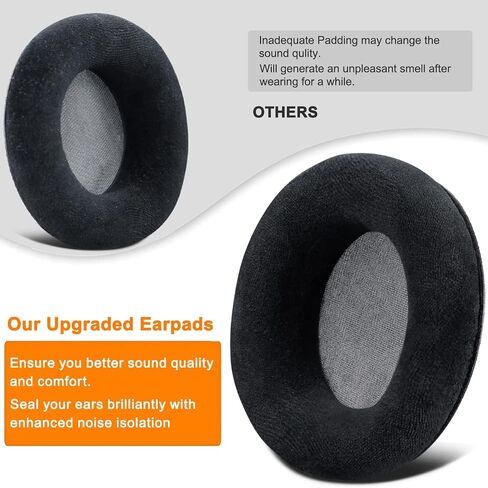 SOULWIT Velour Professional Replacement Earpads Cushions for AKG K701, K702, Q701, Q702, K601, K612, K712 Headphones, Ear Pads with Softer Velour, High-Density Foam - Black in Saudi Arabia