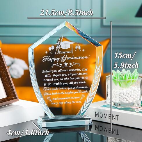Movdyka Graduation Gifts for Women Men Crystal Plaque with Light Base Class of 2024 Graduation Gifts for Her Him Girls College University High School Middle Happy Graduation Decorations Gifts Ideas in Kuwait