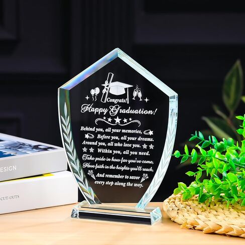 Movdyka Graduation Gifts for Women Men Crystal Plaque with Light Base Class of 2024 Graduation Gifts for Her Him Girls College University High School Middle Happy Graduation Decorations Gifts Ideas in Kuwait