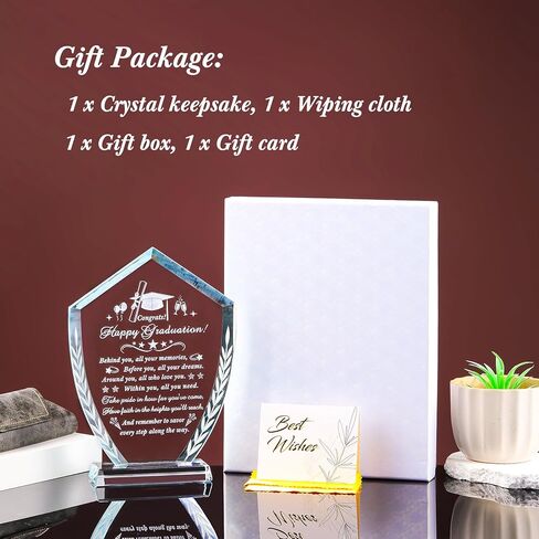 Movdyka Graduation Gifts for Women Men Crystal Plaque with Light Base Class of 2024 Graduation Gifts for Her Him Girls College University High School Middle Happy Graduation Decorations Gifts Ideas in Kuwait
