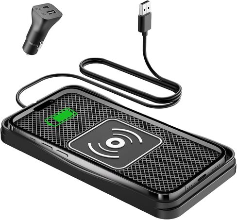 وسادة سيارة شاحن الهاتف اللاسلكية ، شحن السيارة اللاسلكي السريع 20W MAX FAST ، شاحن غير قائل لأجهزة iPhone 16/15/14/13/12/11 ، Samsung Galaxy S23-S9 ، أجهزة Android (النوع C) in Kuwait