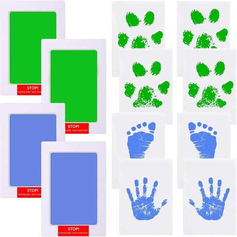 مجموعة أدوات طباعة اليد والقدم بدون حبر، لوحة حبر تعمل باللمس النظيف لمجموعة طباعة مخالب الحيوانات الأليفة للأطفال حديثي الولادة (2 وسادات حبر سوداء، 2 وسادة حبر وردية، 8 بطاقات بصمة) in Kuwait