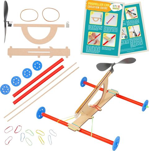 Rubber Band Propeller Car Kit, 10 Pack, DIY STEM Project for Kids in Kuwait
