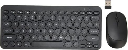 Septpenta Wireless Keyboard Mouse Combo, 78Keys Feel Retro and Upright Keycap Design 2.4G Ergonomics Mouse and Keyboard, Mute Buttons Waterproof Without Fade for Business Office(Black) in Saudi Arabia