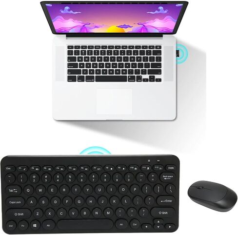 Septpenta Wireless Keyboard Mouse Combo, 78Keys Feel Retro and Upright Keycap Design 2.4G Ergonomics Mouse and Keyboard, Mute Buttons Waterproof Without Fade for Business Office(Black) in Saudi Arabia
