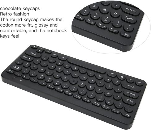 Septpenta Wireless Keyboard Mouse Combo, 78Keys Feel Retro and Upright Keycap Design 2.4G Ergonomics Mouse and Keyboard, Mute Buttons Waterproof Without Fade for Business Office(Black) in Saudi Arabia