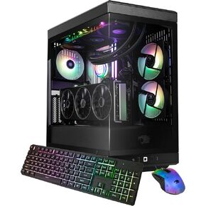 iBUYPOWER Y40 PRO Black Gaming PC Desktop Computer AMD Ryzen 7 9800X3D CPU, AMD Radeon RX 9070XT 16GB GPU, 32GB DDR5 RGB 5200MHz RAM, 2TB NVMe SSD, Windows 11 Home, Keyboard and Mouse - Y40BA7R97XT01