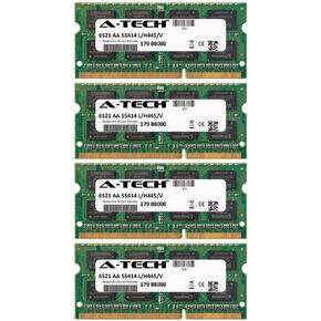 A-Tech 32GB KIT (4 x 8GB) for IBM-Lenovo Thinkpad Notebook Series W520 (4 Slots) W530 (Quad Core). SO-DIMM DDR3 Non-ECC PC3-12800 1600MHz RAM Memory.
