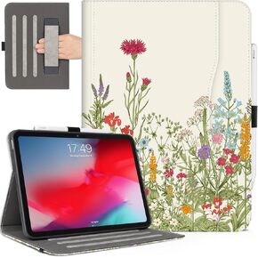 iPad Pro 13 inch Case 2024, Case for iPad Pro 13-inch (M4) with Pencil Holder Multi-Angle Viewing Adjustable Stand Shockproof Protective Folio case with Pocket/Hand Strap/Auto Wake Sleep, Flowers in Kuwait