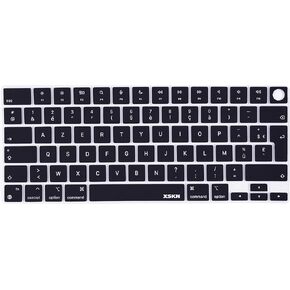 XSKN French Language EU UK Version Keyboard Silicone Skin Cover Fits for Apple Since 2021 Released MacBook Air MacBook Pro 13.6 15.3 14.2 16.2 Inch with M1 M2 M3 M4 Chip and Touch ID