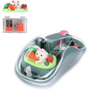 elec Space Cute Wireless USB C Mouse - Bluetooth Triple Mode Rechargeable Cartoon Mouse for Laptops, iPads & MacBook Air/Pro - Silent Operation, Portable Design, Unique Magnetic Character (Orange)