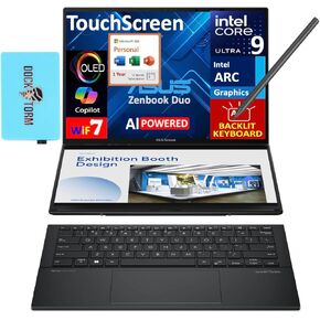 Asus Zenbook Duo AI Powered 2-in-1 كمبيوتر محمول 14.0 "شاشة تعمل باللمس OLED 2.8K (Intel Ultra 9-285H ، 32GB LPDDR5X ، 2TB PCIE SSD ، PEN النشط ، وين 11 Hom