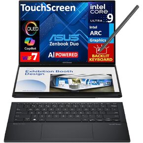 ASUS Zenbook Duo AI Powered 2-in-1 Laptop 14.0" Touchscreen OLED 2.8K Display (Intel Ultra 9-285H, 32GB LPDDR5X, 2TB PCIe SSD, Active Pen, Backlit KB, 2 Thunderbolt 4, WiFi 7, Webcam, Win 11 Pro)