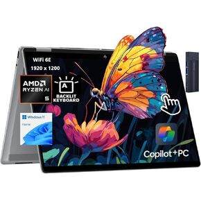 HP OmniBook X Flip 2-in-1 Copilot+ PC, 16" 2K Touchscreen Display, AMD Ryzen AI 5 340, 16GB RAM 512GB SSD, Wi-Fi 6E, Bluetooth 5.3, Backlit Keyboard, 256gb 9H Docking Station, Windows 11 Home, Silver
