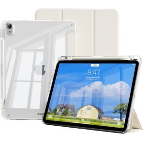 Case for iPad (A16) 11th Generation 11 Inch 2025, iPad 10th Gen 10.9 Inch 2022 with Pencil Holder,Slim&Lightweight Cover,TPU Hybrid Clear Transparent Back,Anti-Yellow,Auto Wake/Sleep(Pink)
