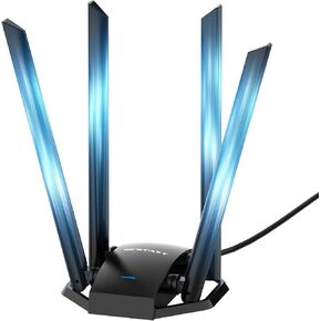 AC1300 Mbps USB WiFi Adapter for Desktop PC 2.4G/5G Wireless Network Adapter with 4 Dual Band Antennas, USB 3.0 WiFi Dongle for Desktop PC Supports Windows XP/7/8/8.1/10/11（NF-U329）