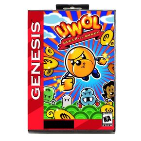 UWOL MD Game Card with Custom US Box for 16 Bit Sega Megadrive Genesis Console