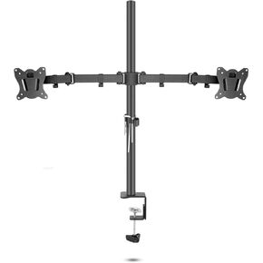 DL-T902-280 Desktop Stand Full Motion 360 Degree Steel Dual Monitor Holder 10"-27" Clamp Base Monitor Mount Arm Loading 12kgs