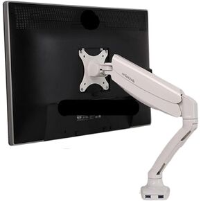 White Color Desktop Gas Spring 10"-27" LCD LED Monitor Holder Computer Mount Arm with 2 USB Port Loading 2-6.5kgs D5