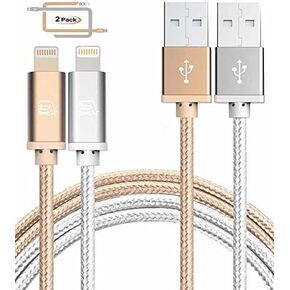 LAX iPhone Charger Lightning Cable - MFi Certified Durable Braided Apple Lightning USB Cord for iPhone 11/11 Pro Max/XS Max/X/iPad, iPod & More 2 Pack