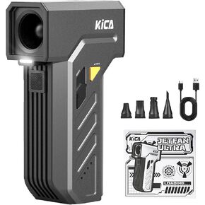 Kica Jet Fan Ultra Cordless Air Duster - 171W Turbo Motor, 130,000 RPM, 48m/s Hurricane Wind, 4 Magnetic Nozzles, Dual LED Lights, 5H Runtime, for PC/Keyboard/Car Cleaning