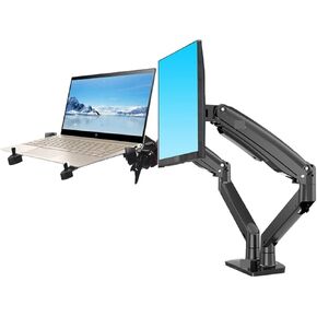 F195A-DA 3-12kg Aluminum 22-32" Computer Screen Stand Gas Spring Arm Full Motion + Laptop Mount(10.1-17.3 inch)