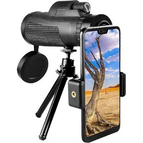 Portable Monocular Telescope 40×60 High Power Ultra-Clear Monocular Magnification Telescope with Smartphone Holder Focus for Bird Watching