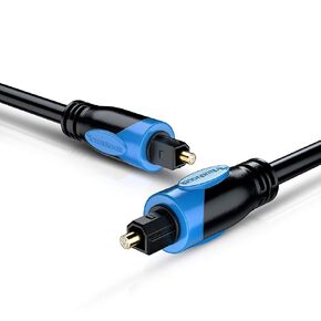 BlueRigger Digital Optical Audio Toslink Cable (15FT, Fiber Optic Cord, in-Wall CL3 Rated, 24K Gold-Plated) - Compatible with Home Theatre, Sound Bar, TV, Xbox, PlayStation PS4