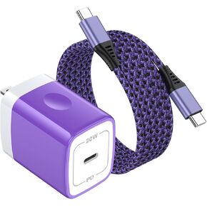 iPhone 16e Wall Charger Block Charging Plug Power Adapter for iPhone 16e, Fast Phone Charger for 16, 16 Pro Max, 16 Pro, 16 Plus, 15, 15 Pro Max Plus, USB C Box Base Brick Cube with 6FT Cable