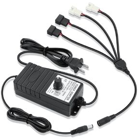 Wathai 36W 12V PWM PC Fan Speed Controller, 100-240VAC to 5-12V 3A Adjustable Power Adapter, 2P 3P 4Pin Cooling Fan Splitter Cable DC Female to 2/3/4 Pin