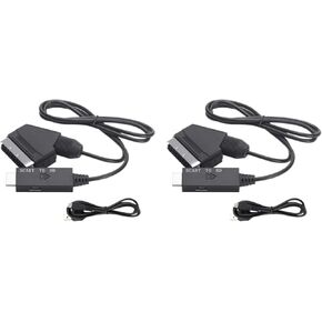 1080P SCART to HDMI Video Converter Adapter Cable Male to Male SCART Input to HDMI Output for HDTV Sky Box STB pl-UG Play(2PCS)