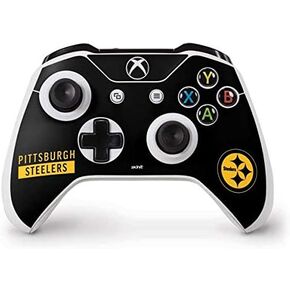 Skinit Decal Gaming Skin Compatible with Xbox One S Controller - Officially Licensed NFL Pittsburgh Steelers Black Performance Series Design