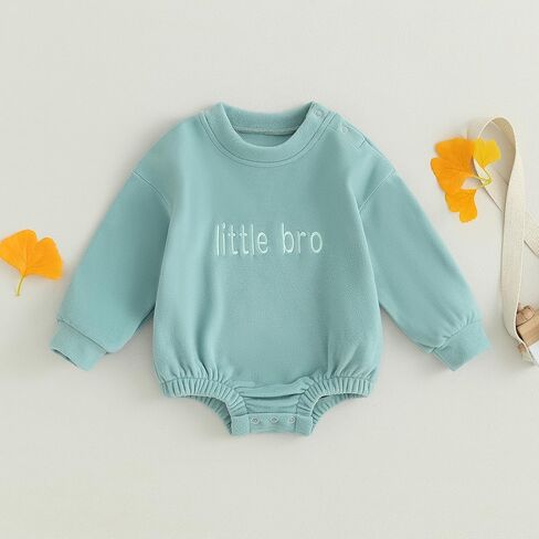 Ursobutegl Baby Boy Girl Sweatshirt Bubble Romper Long Sleeve Oversized Sweater Onesie Newborn Warm Winter Outfit Clothes (Orange-little sis, 6-9 Months) in Saudi Arabia