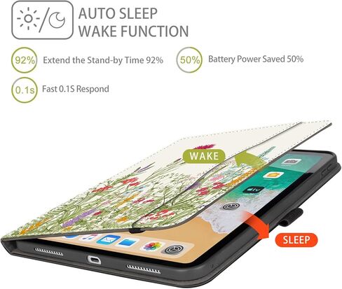 iPad Pro 13 inch Case 2024, Case for iPad Pro 13-inch (M4) with Pencil Holder Multi-Angle Viewing Adjustable Stand Shockproof Protective Folio case with Pocket/Hand Strap/Auto Wake Sleep, Flowers in Kuwait