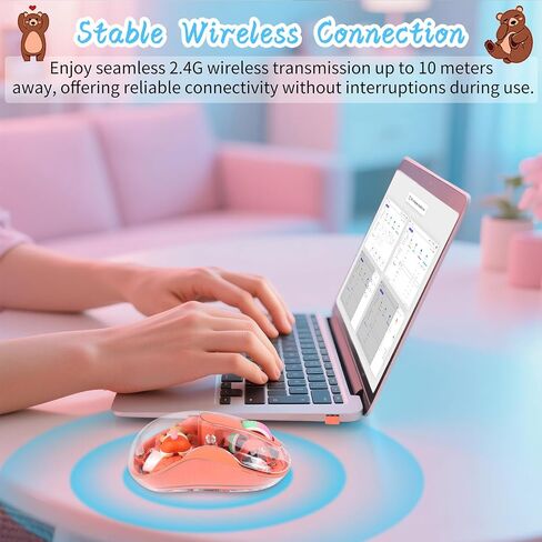 Elec Space لطيف اللاسلك اللاسلكي USB C Mouse - Bluetooth Triple Mode Mouse Cartoon Mouse لأجهزة الكمبيوتر المحمولة وأجهزة iPads و MacBook Air/Pro - صامت ، تصميم محمول ، حرف مغناطيسي فريد من نوعه (Orange) in Kuwait