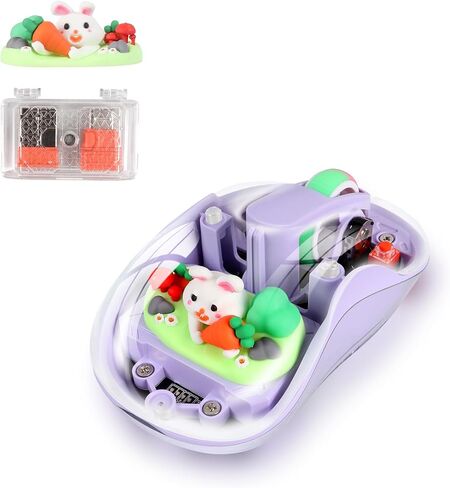Elec Space لطيف اللاسلك اللاسلكي USB C Mouse - Bluetooth Triple Mode Mouse Cartoon Mouse لأجهزة الكمبيوتر المحمولة وأجهزة iPads و MacBook Air/Pro - صامت ، تصميم محمول ، حرف مغناطيسي فريد من نوعه (Orange) in Kuwait