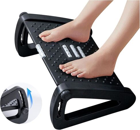 Foot Rest for Under Desk at Work, Foot Stools for Under Office Desk Ergonomic Adjustable Gaming Desk Footrest with 6 Heights, Manual Foot Massage Rollers, Home & Office Use in Saudi Arabia