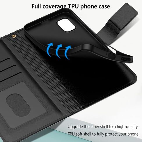 لـ Nubia Red Magic 10 Pro/Red Magic 10 Pro+ Case Pu Leather Flip Cover Protector With With Card Card Slots Magnetic Clover Wover for Redmagic 10Pro Case ، Black in Kuwait