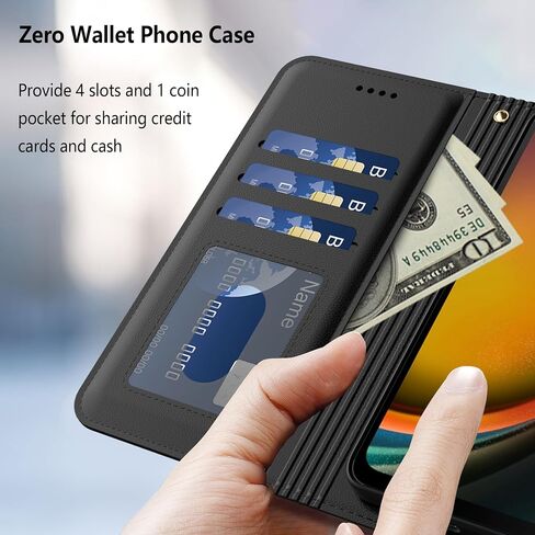 لـ Nubia Red Magic 10 Pro/Red Magic 10 Pro+ Case Pu Leather Flip Cover Protector With With Card Card Slots Magnetic Clover Wover for Redmagic 10Pro Case ، Black in Kuwait