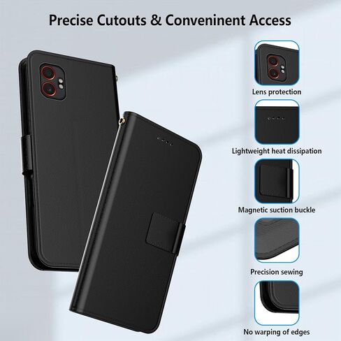 لـ Nubia Red Magic 10 Pro/Red Magic 10 Pro+ Case Pu Leather Flip Cover Protector With With Card Card Slots Magnetic Clover Wover for Redmagic 10Pro Case ، Black in Kuwait