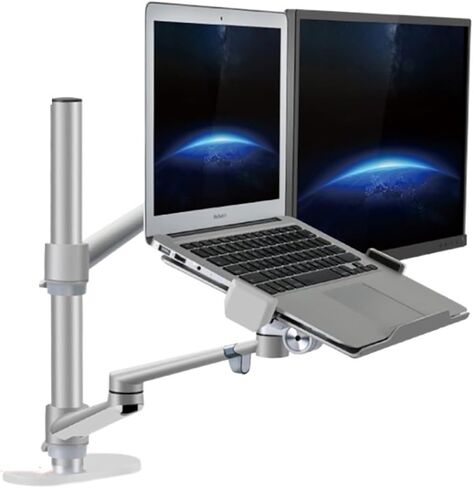 OL-3L Aluminum Height Adjustable Desktop Dual Arm 17-32 Inch Monitor Holder+12-17 Inch Laptop Holder Stand Full Motion Mount Arm(OL-3L-B) in Saudi Arabia