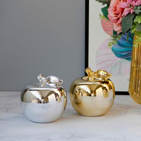 VOSAREA Apple Shaped Ceramics Porcelain Apple Statue Ornament Creative Desktop Decor Chic (Gold) in Saudi Arabia