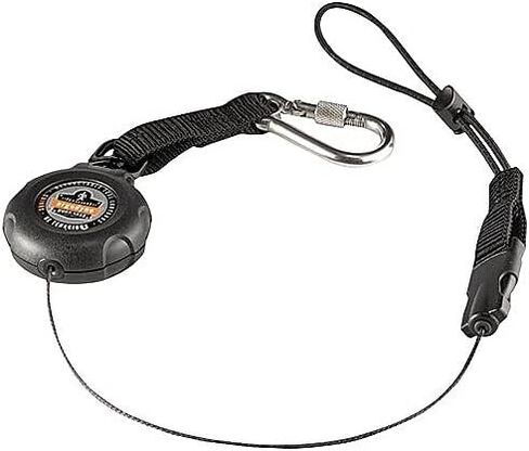 Ergodyne Squids 3001 Retractable Tool Lanyard with Carabiner Mount and Loop Attachment End, Tool Weight Capacity 2 lbs,Black in Saudi Arabia