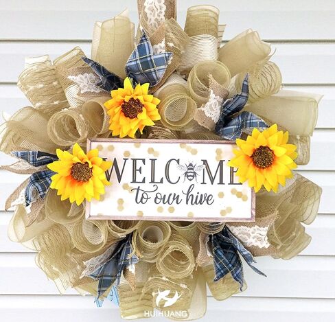 HUIHUANG Burlap Ribbon with Lace Wired Ribbon White Lace Jute Burlap Ribbon for Wreaths Rustic Crafts Bows Making Home Decor Gift Wrapping Wedding Decor Baby Shower Diaper Cake -2.5 inch x 10 Yards in Kuwait