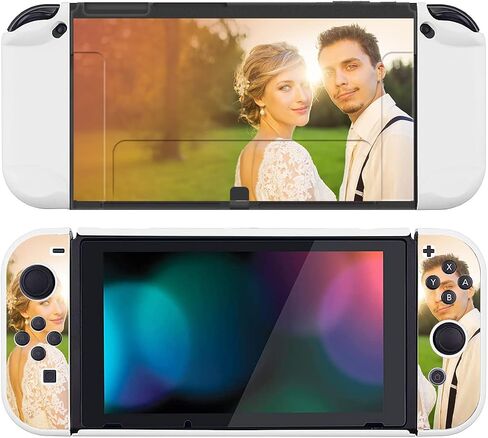Custom Photo Shockproof Cover for Nintendo Switch OLED, 3 in 1 Personalized Dockable Case Customized Protective Grip Case Soft Shockproof Case Handheld Separable Protector Shell for NS Joycon Clear in Saudi Arabia