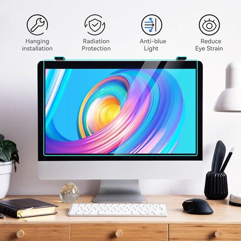 MOSISO 20-22 inch Computer Blue Light Blocking Screen Protector for Diagonal 20,21.5,22 inch Monitor, Anti-Glare Double Sided Available Eye Protection Hanging Computer Screen Blue Light Blocker in Saudi Arabia