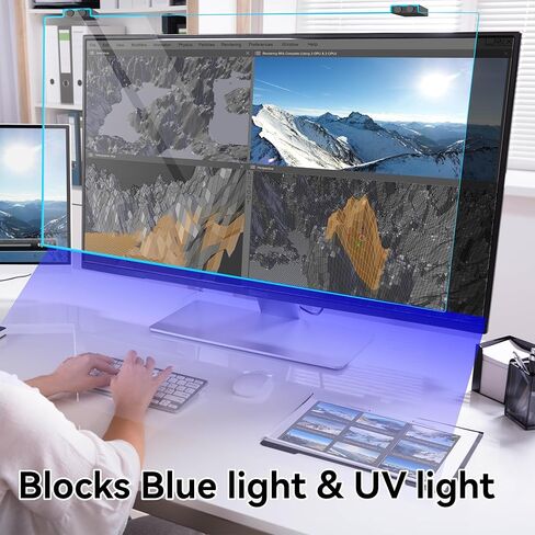 MOSISO 20-22 inch Computer Blue Light Blocking Screen Protector for Diagonal 20,21.5,22 inch Monitor, Anti-Glare Double Sided Available Eye Protection Hanging Computer Screen Blue Light Blocker in Saudi Arabia