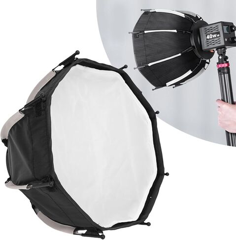 Pomya softbox لضوء ملء Mount Cob ، 9.44x11.41in علبة ناعمة مثمن مع شبكة من السهل تجميع بنية الفم العميقة القوية لإضاءة التصوير الفوتوغرافي in Kuwait